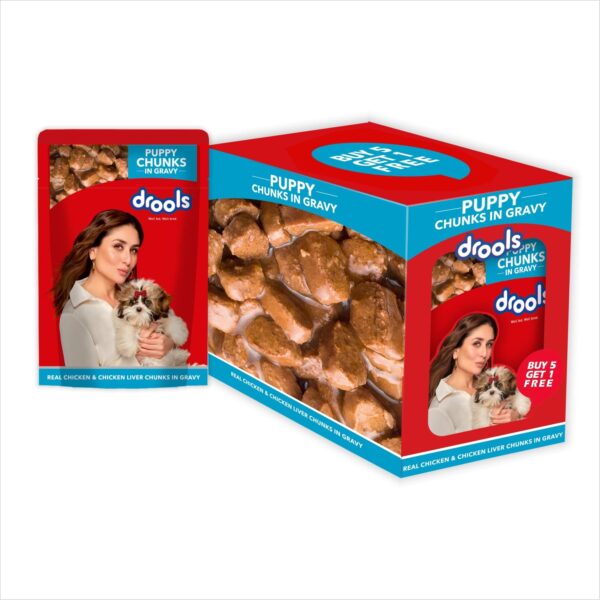 Puppy Wet Dog Food 0.9kg (150g x 6 Packs) | Real Chicken & Chicken Liver Chunks in Gravy | Better Digestibility & Overall Health | Supports Healthy Skin & Coat | Maintains Joint Health