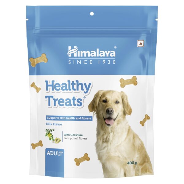 Himalaya Healthy Treats for Adult Dogs | Milk | 400g | with Gokshura & Flaxseed | Nutritious & Skin-Friendly Dog Snack