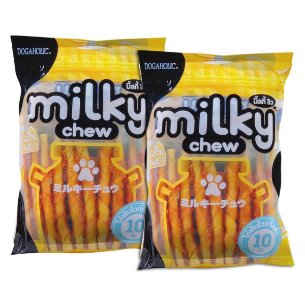 Milky Chew Dog Treats Real Chicken and Milk Protein Rich Dog Snacks Healthy Chewy Dog Treats for Puppies & Adult Dogs Calcium Rich Training Reward Treats (Pack of 2, Cheese & Chicken Sticks)