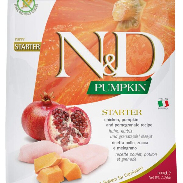 Farmina N&D Pumpkin Starter Puppy Dog Food | Chicken, Pumpkin & Pomegranate | Rich in Anti-oxidants| Complete Food for Puppies | 0.8kg | No Artificial Preservatives