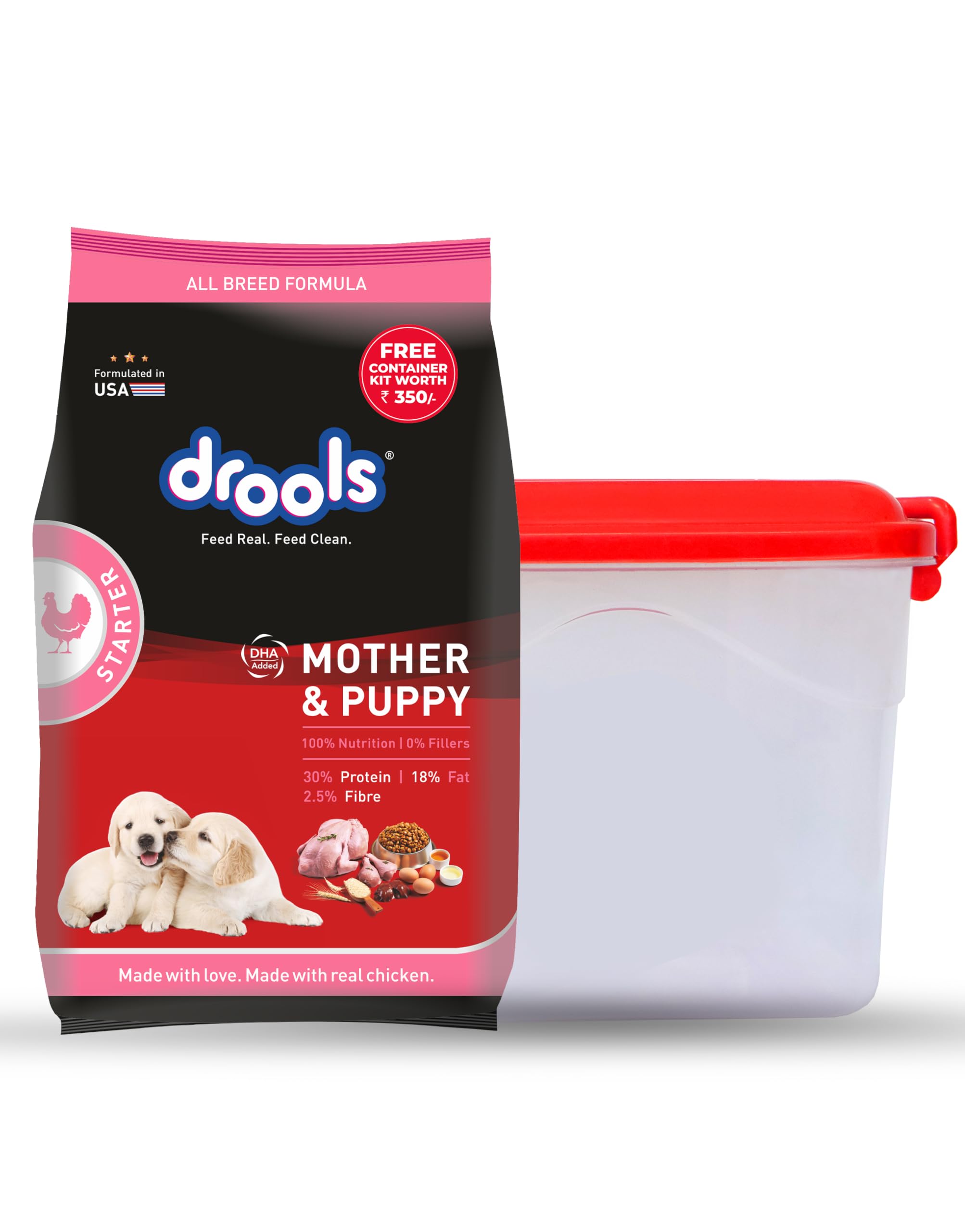 71JztzbF71L.716muWbBS5L.jpg.jpg Mother & Puppy Dry Dog Food 1kg Free with Container | Chicken and Egg Flavour | Better Digestibility | Complete & Balanced Nutrition | Increased Protein & Energy for Growth - Image 1