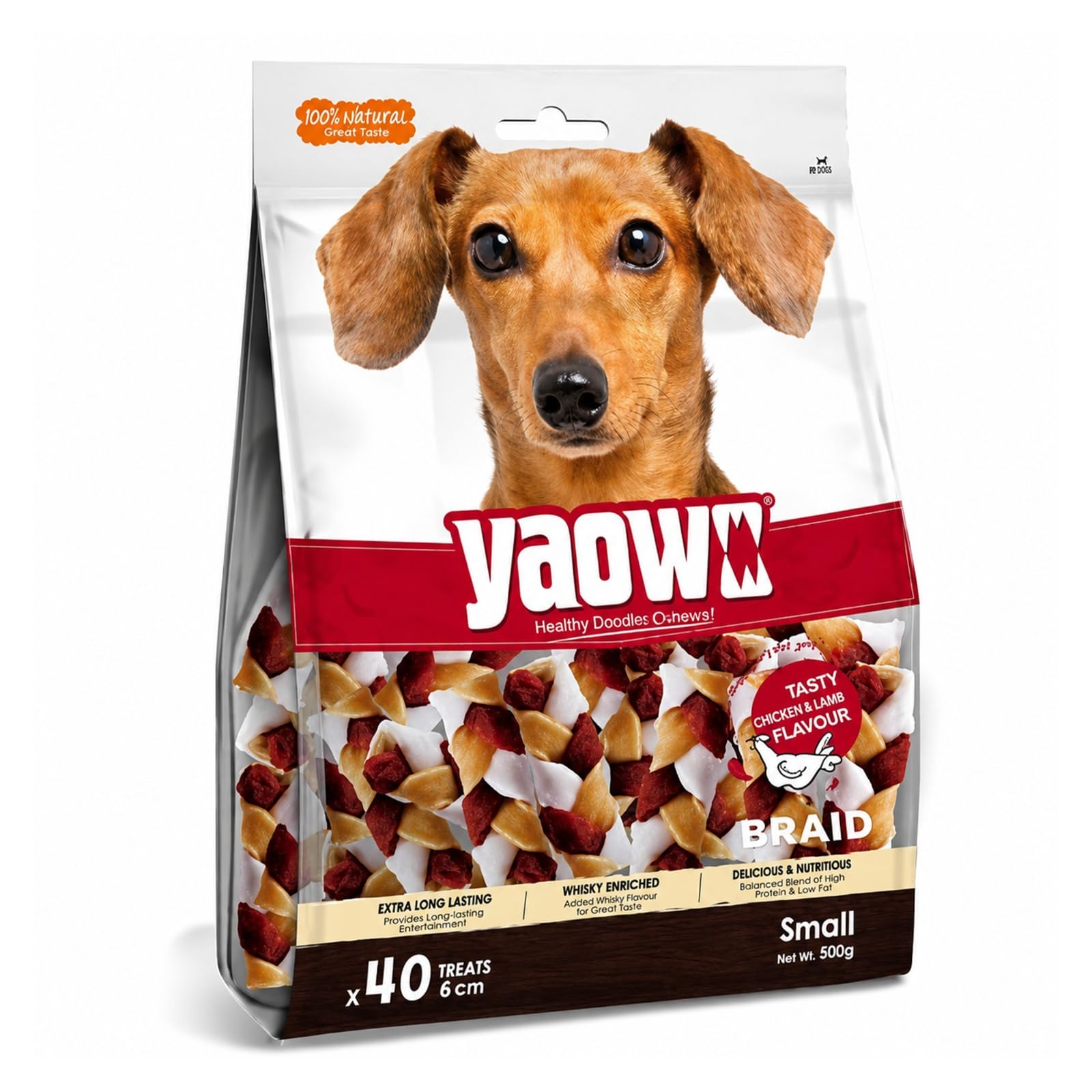 71KmKKVAWgL.716muWbBS5L.jpg Yaowo Rawhide Braided Bone Filled with Chicken Inside - 500 g (5-inch) - Image 1