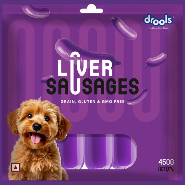 Adult & Puppy Sausage for Dog, 450g | Liver Flavour | High Protein | Treat & Food Topper | Grain Free | Best for Training & Bonding | No Preservatives