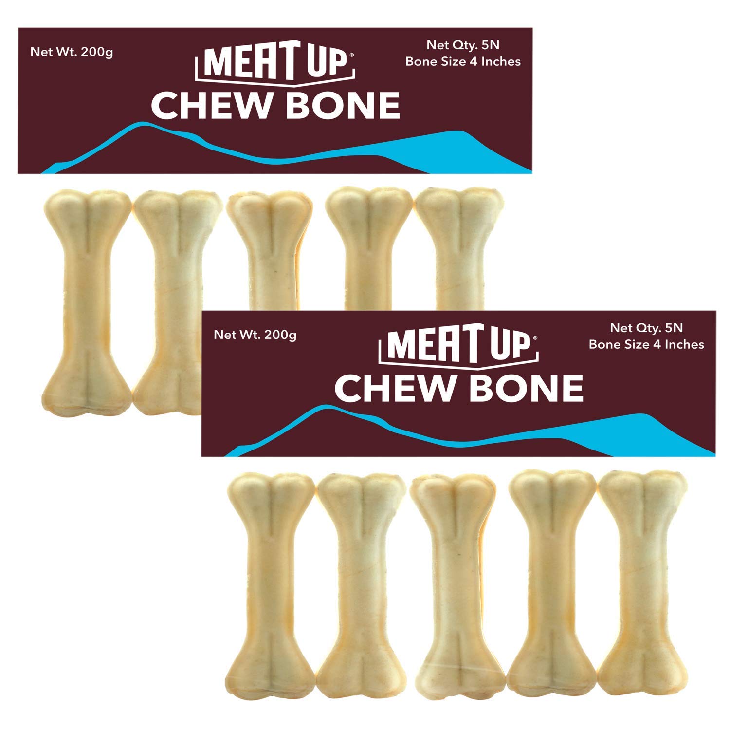 71LwW4Np6VL.716muWbBS5L.jpg Meat Up Pressed Chew Bones Dogs Treats 10.16 cm, 200g + 200g Total 400g Pack - Image 1