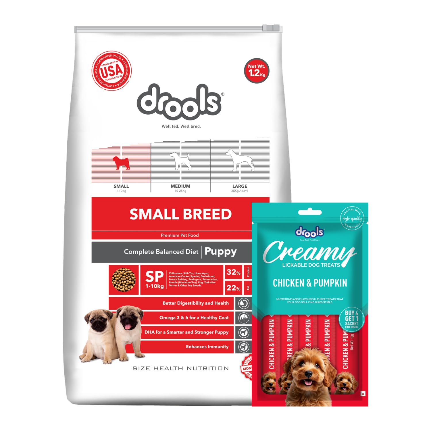 71O80mCGeqL.716muWbBS5L.jpg.jpg Small Breed Puppy Dog Food, 1.2kg + Free Creamy Dog Treat (75g) | Chicken Flavour | Protein in Every Bite | Small Kibble Size, Easy to Pick | Energy Dense - Image 1