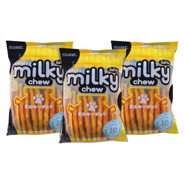 Milky Chew Dog Treats Real Chicken and Milk Protein Rich Dog Snacks Healthy Chewy Dog Treats for Puppies & Adult Dogs Calcium Rich Training Reward Treats (Pack of 3, Cheese & Chicken Sticks)
