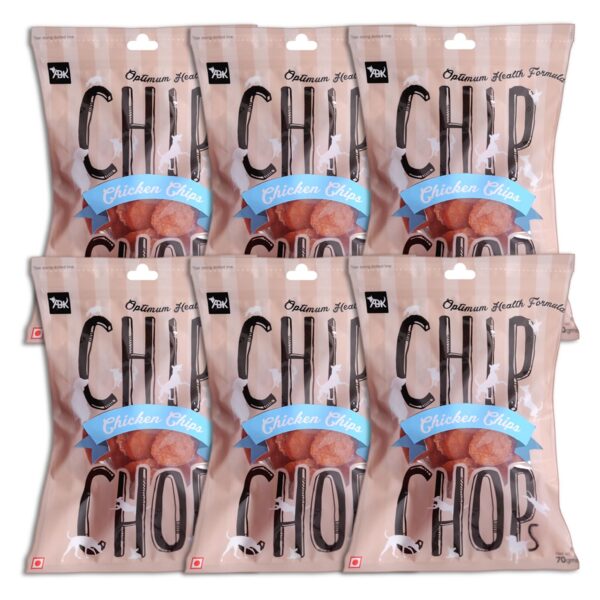 Chip Chops Chicken Chips Coins Dog Treat, Highly Nutritional & Digestible, Suitable for All Dog Breeds, Easy to Digest, No Artificial Flavors Added (Pack of 6) - 420g