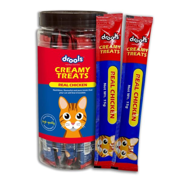 All Life Stages Creamy Lickable Cat Treats 375g (15g x 25 Pieces, Jar) | Chicken Flavour | Taurine for Heart & Vision Health | Creamy Texture | Irresistibly Tasty | Easy to Hand Feed