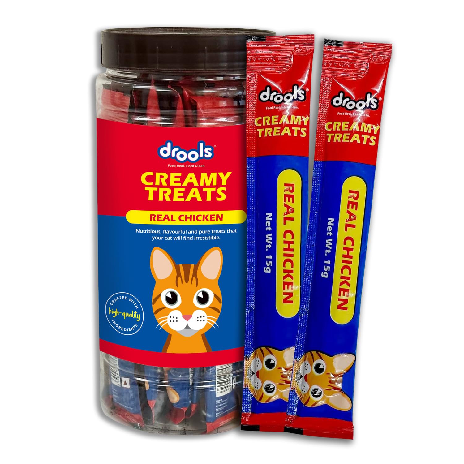 71RygBSq7iL.716muWbBS5L.jpg All Life Stages Creamy Lickable Cat Treats 375g (15g x 25 Pieces, Jar) | Chicken Flavour | Taurine for Heart & Vision Health | Creamy Texture | Irresistibly Tasty | Easy to Hand Feed - Image 1