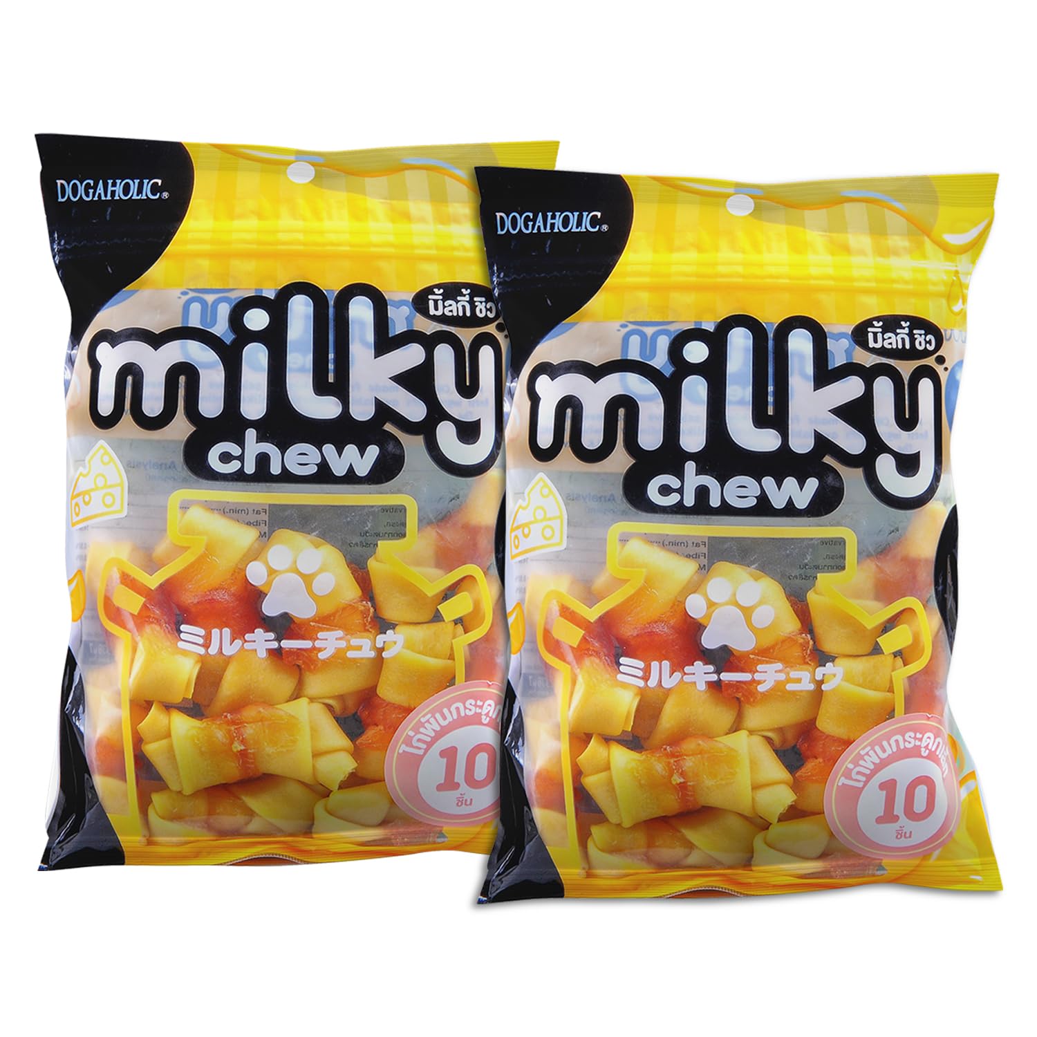 71S-lzhrb0L.716muWbBS5L.jpg Dogaholic Milky Chew Cheese & Chicken Bone Dog Treats, Protein Rich Milky Snacks for Dogs of All Breeds and Ages, Helps Muscle Development, Pack of 2,All Life Stages - Image 1