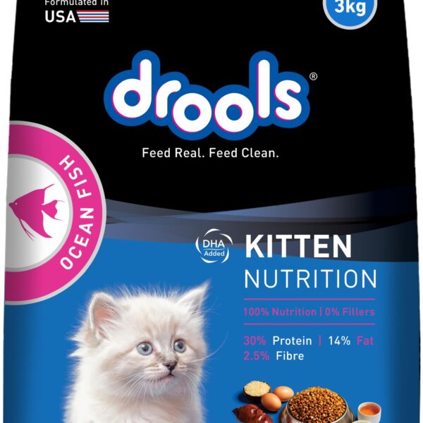 Dry Kitten Cat Food 3kg | Ocean Fish | Supports Skin & Coat | Aids Digestive Function | No Artificial Flavours | Controls Hairball Formation
