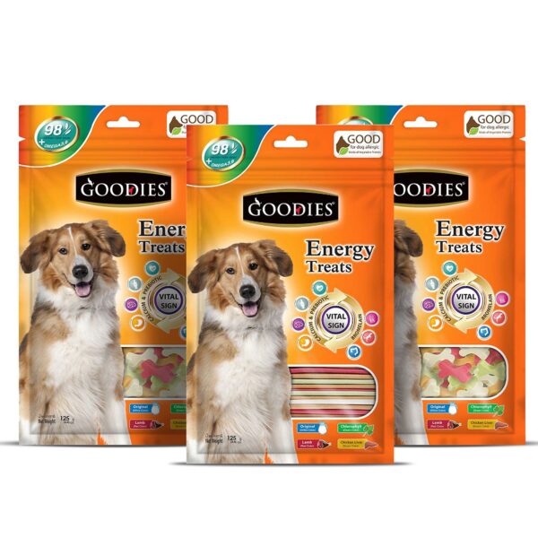 Goodies Dog Energy Treats Combo - Energy Treats Mix Stick X1, Cut Bone 125 G X2 , All Life Stages