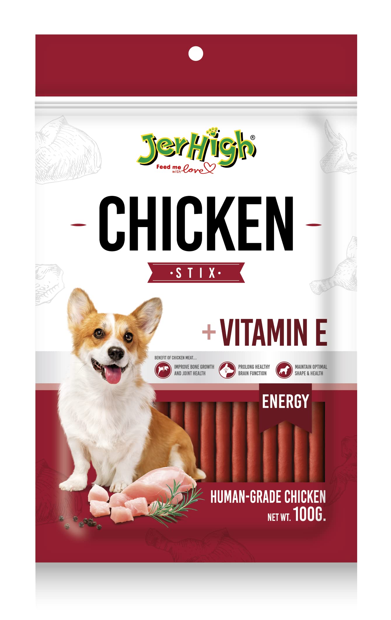 71TkcCAbuSL.716muWbBS5L.jpg Fully Digestible Healthy Snack & Training Treat Human Grade High Protein Chicken with Chicken Flavour 100g (Pack of 3) - DogsNCats - Image 1