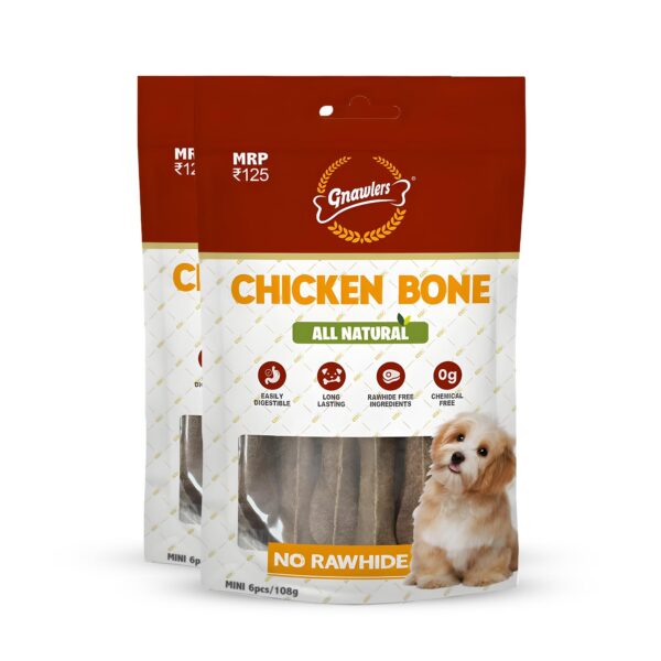 Dog Chicken Chew Bone, 100% Rawhide Free, Made up of Vegetable Protein, Natural Collagen, Best Healthy Chew Bone to Enagage Your Dog, 3` inch, 6 in 1, 108gm, Pack of 2