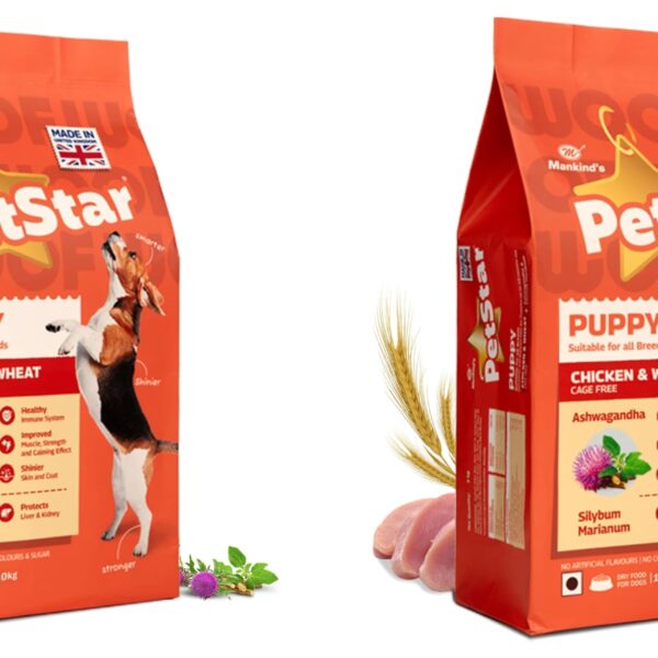 Mankind PetStar Puppy Dry Dog Food (High Protein) Chicken & Wheat Flavor, 10kg (Pack of 2)| Improves Muscle & Strength, Supports Immunity, Protects Liver & Kidney