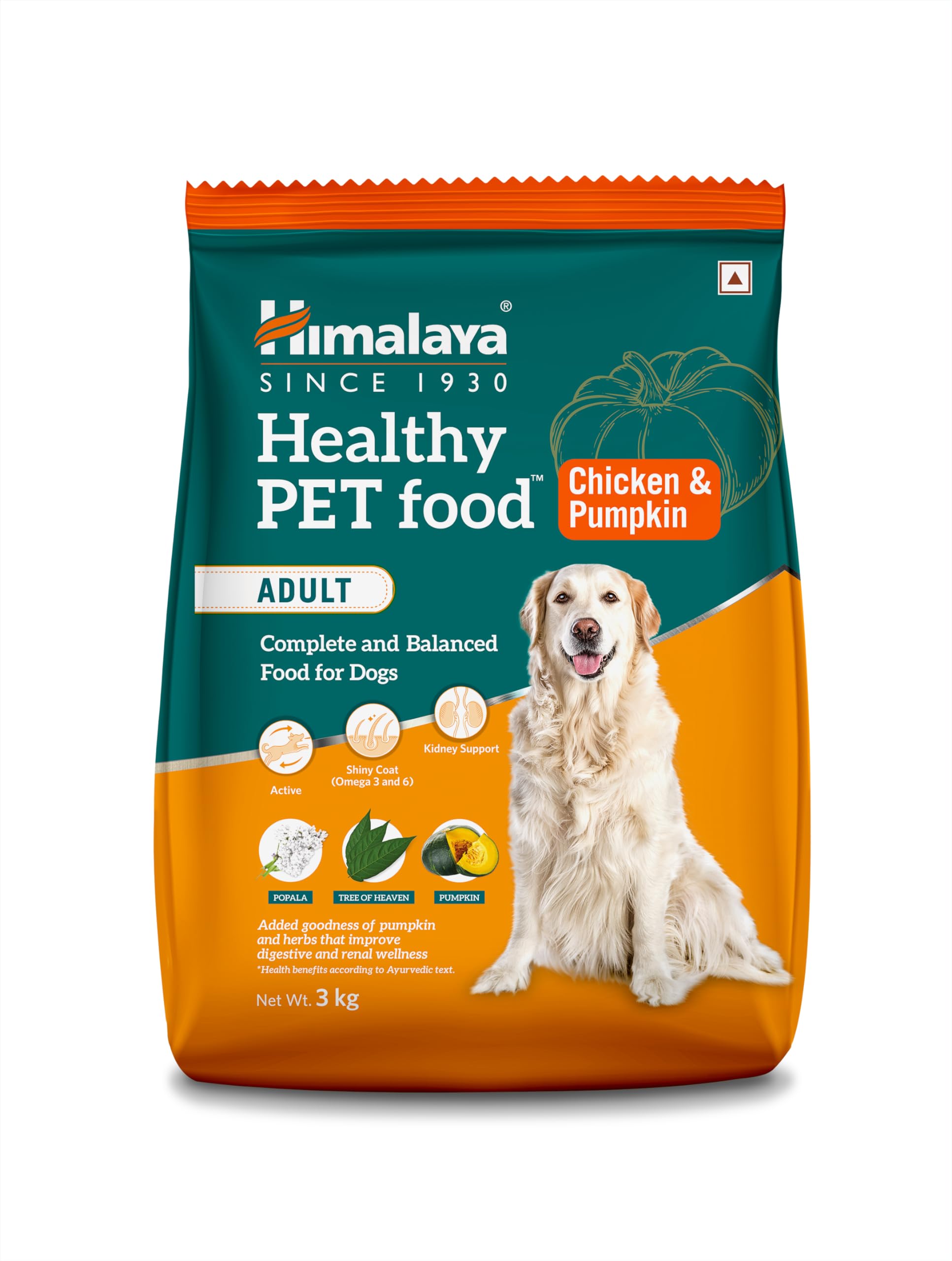 71WuWI0VxL.716muWbBS5L.jpg Himalaya Healthy PET Food for Adult Dogs | Chicken & Pumpkin | 3kg | Complete & Balanced Nutrition with Mountain Knot Grass, Tree of Heaven, Guduchi & Pumpkin - Image 1