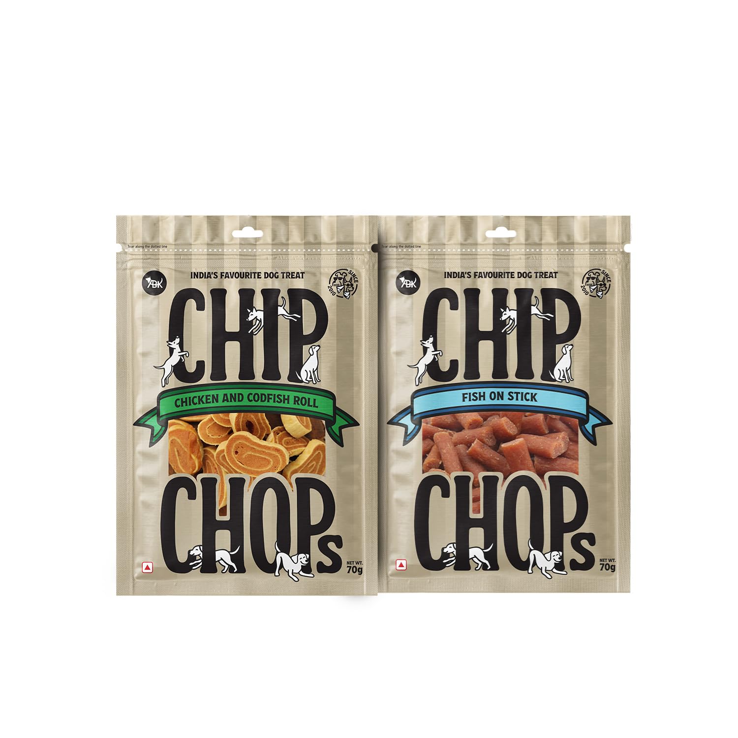 71XCcneoGbL.716muWbBS5L.jpg Chip Chops Dog Treat Combo 70g x 3 | High Protein Dog Treats, Chicken & Codfish Rolls with Fish Stick | Healthy, Natural & Digestible Training Snacks for Puppies & Adult Dogs - Image 1