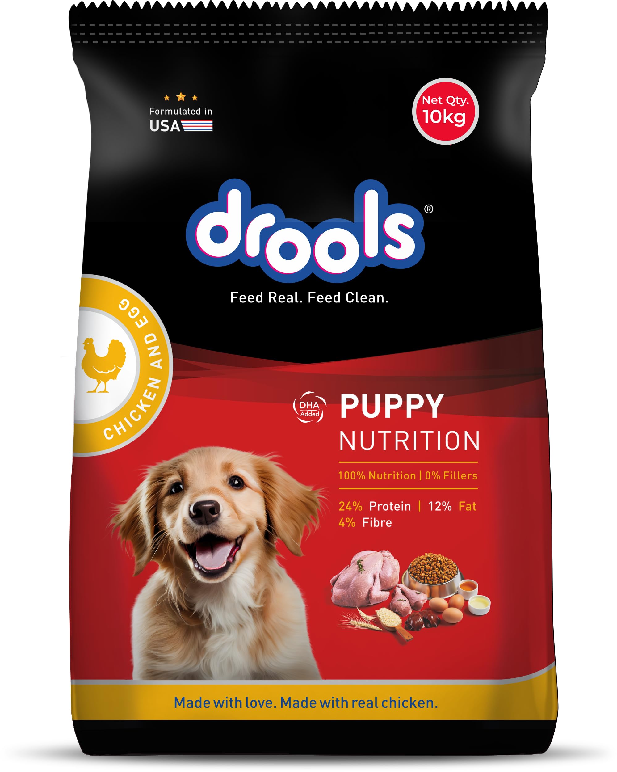 71XjazFYTLL.716muWbBS5L.jpg.jpg Puppy Dry Dog Food 10kg | Chicken & Egg Flavour | Promotes Optimum Growth | Omega 3 & 6 for Healthy Development | Better Digestibility | DHA for Brain Development - Image 1