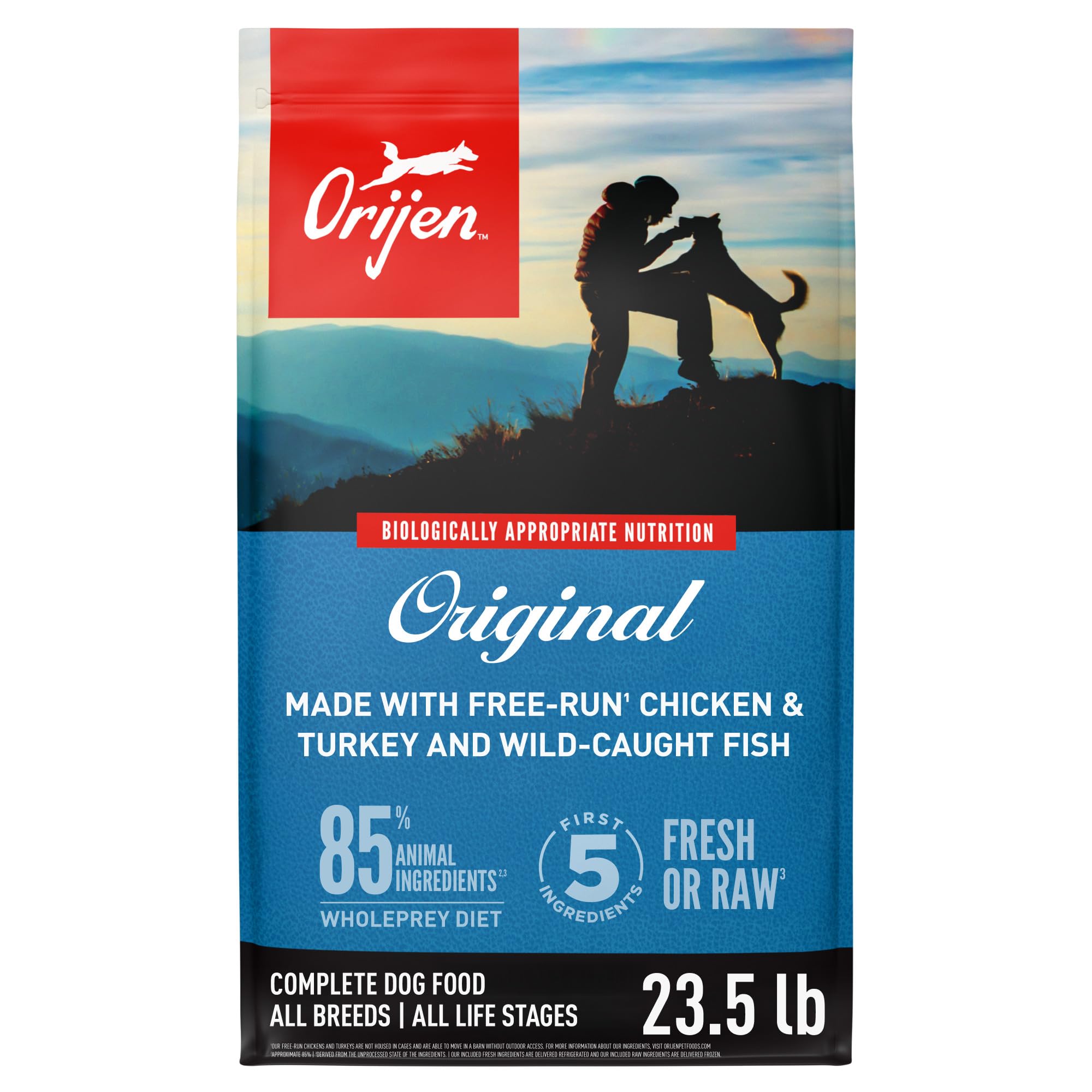 71aBihQgUPL.716muWbBS5L.jpg ORIJEN Original Dry Dog Food, Grain Free Dog Food for All Life Stages, Fresh or Raw Ingredients, 11.4 Kg - Image 1