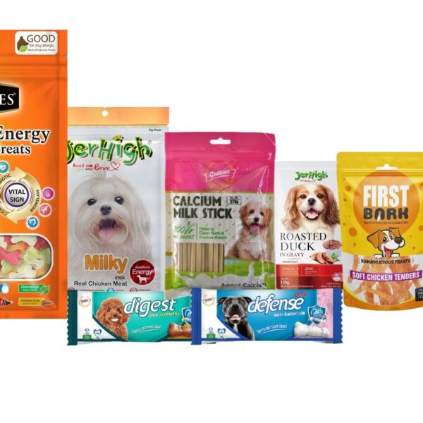 Puppy Treats Combo -JH Roasted Duck 120g+Milk Stick 70g+Energy Treat Cutbone 125g+FB Tenders+Calcium Milk Stick 270g+Hearty Roll+Defense 15g+Digest 15g