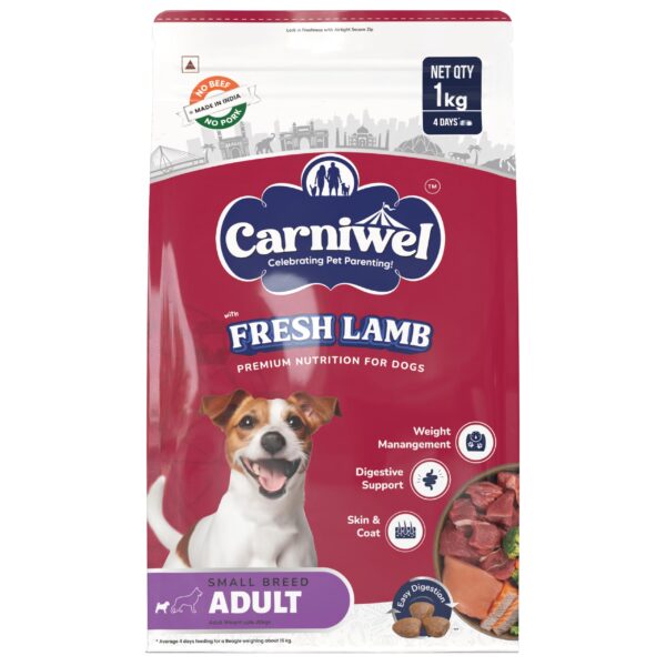 Carniwel Fresh Lamb Adult Dry Dog Food 3 Kg | Natural Ingredients for Optimal Skin & Coat Health | Highly Palatable | Supports Joint Health | Tailored, Premium Nutrition for Small Dogs
