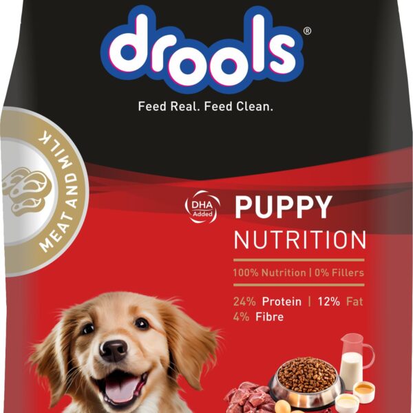 Puppy Dry Dog Food 1kg | Meat and Milk Flavour | Supports Healthy Brain Development and Cognitive Function | Antioxidants | Chelated Minerals | Better Bioavailability of Minerals