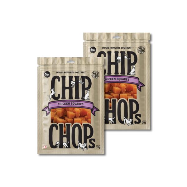 Chip Chops Chicken Squares Dog Treats High Protein Dog Snacks, Healthy & Easily Digestible Training Treats for Dogs, Natural Chicken Dog Chews for All Breeds, 70g Each (Pack of 2)