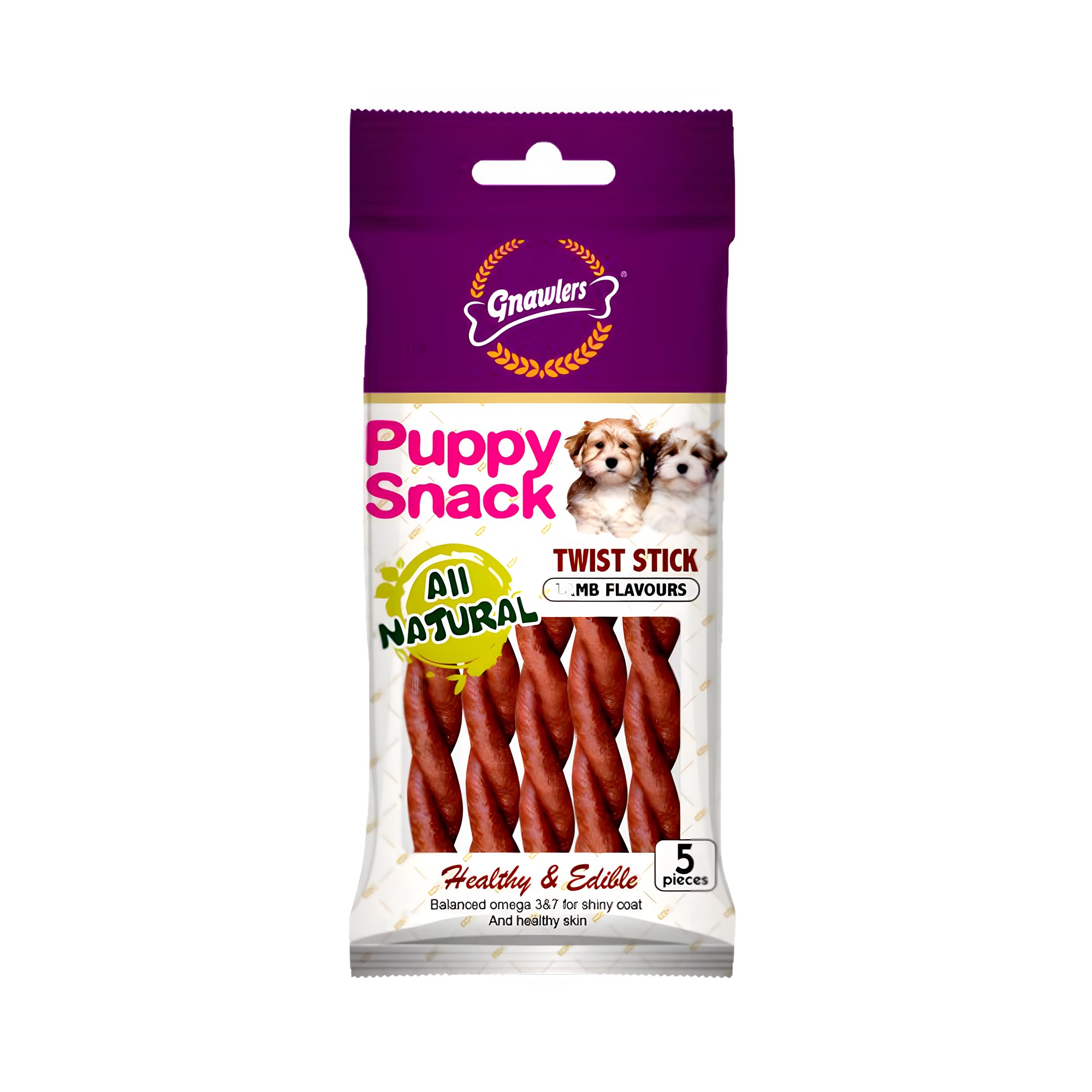 71p1OchcWpL.716muWbBS5L.jpg Puppy Snack, Healthy & Edible, with Added Prebiotics, Vitamins & Minerals, Balanced Omega 3&6 for Shiny Coat & Healthy Skin, Twist Stick - Chicken Flavor, 400gm, Pack of 1 - Image 1
