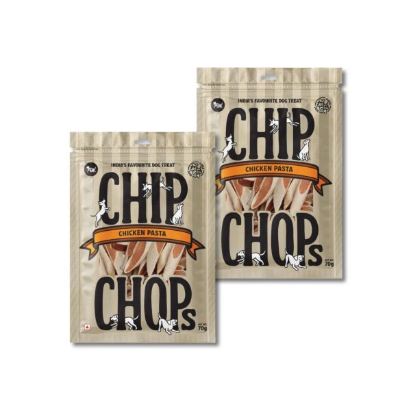Chip Chops Chicken Pasta Dog Treat Combo Pack, Healthy & Easily Digestible Dog Snacks for Training & Reward, Protein Rich Soft Chewy Treats for All Dog Breeds, Pack of 2 x 70gm