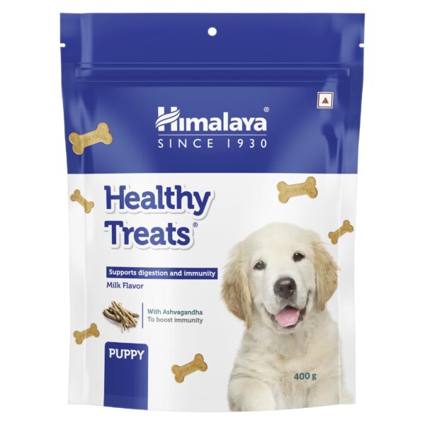 Himalaya Healthy Treats for Puppies | Milk | 400g | with Ashwagandha & Fennel Seeds | Tasty & Digestive Puppy Snack