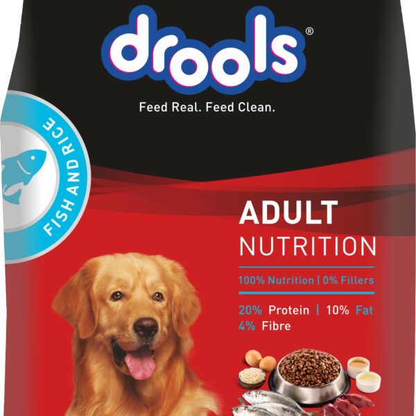 Adult Dry Dog Food 1kg | Fish and Rice Flavour | Fish & Rice Formula | Gentle on Gut | Helps Maintain Strong Muscles and Vitality | Organic Chelated Minerals