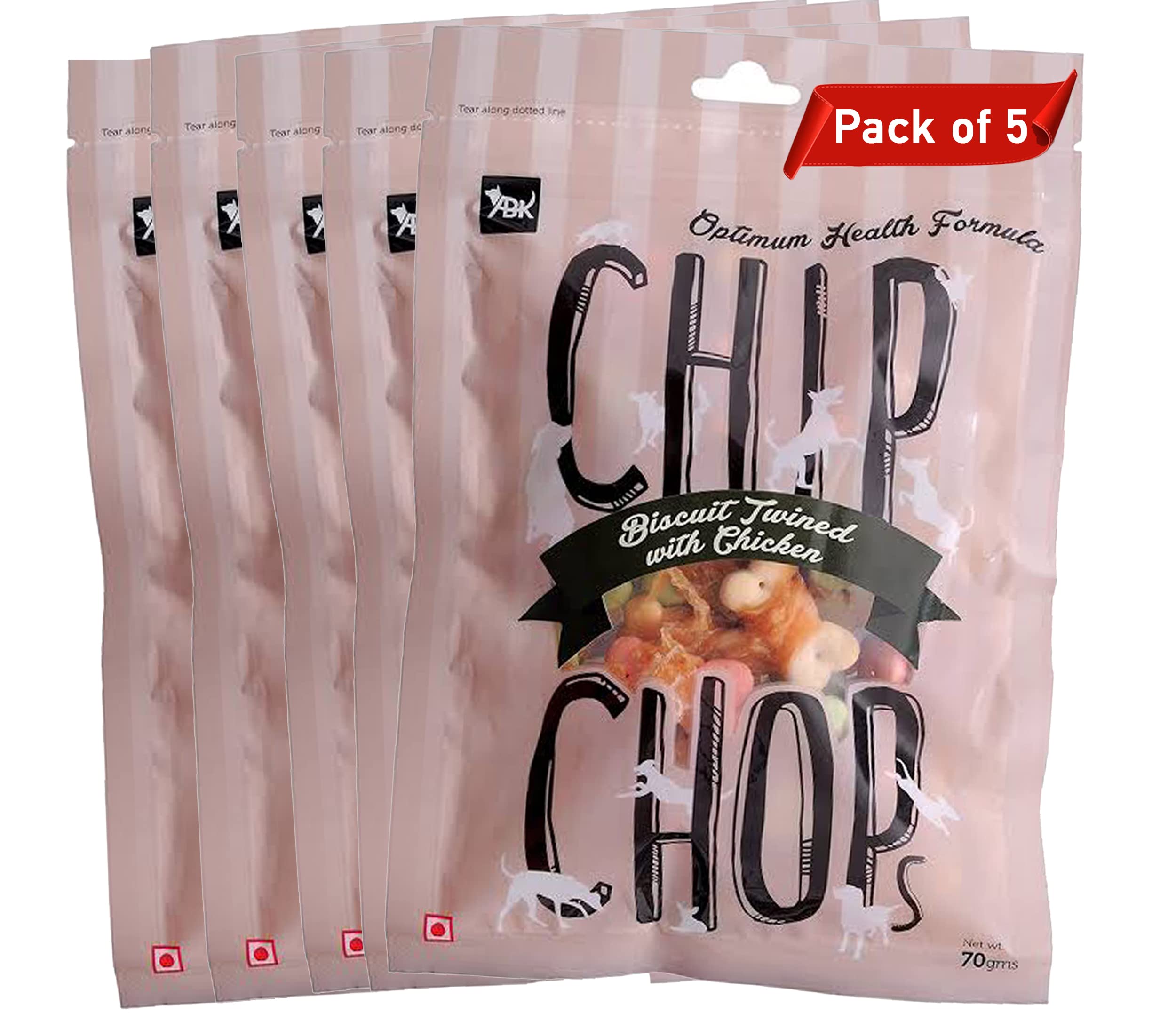 71tQXEqoj1L.716muWbBS5L.jpg Chip Chops Dog Treats Biscuit Twined with Chicken by For The Fur Kids (Pack of 5) - Image 1