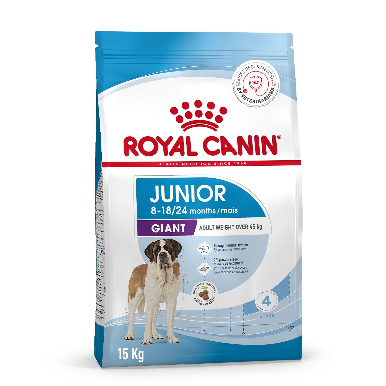 71tkeEpq1bL.716muWbBS5L.jpg Royal Canin Giant Junior Dog Food, Dry Food, Supports Immune System & Muscle Mass Development, 15 Kg - Image 1