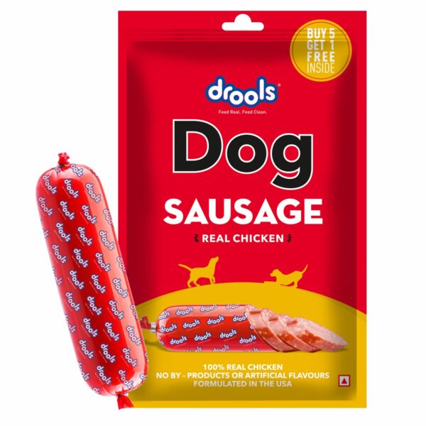 Puppy & Adult Dog Sausage 360g (5+1 Free) | Chicken Flavour | Supports Brain & Vision Development | Promotes Muscle Growth | Aids Digestion & Overall Wellness