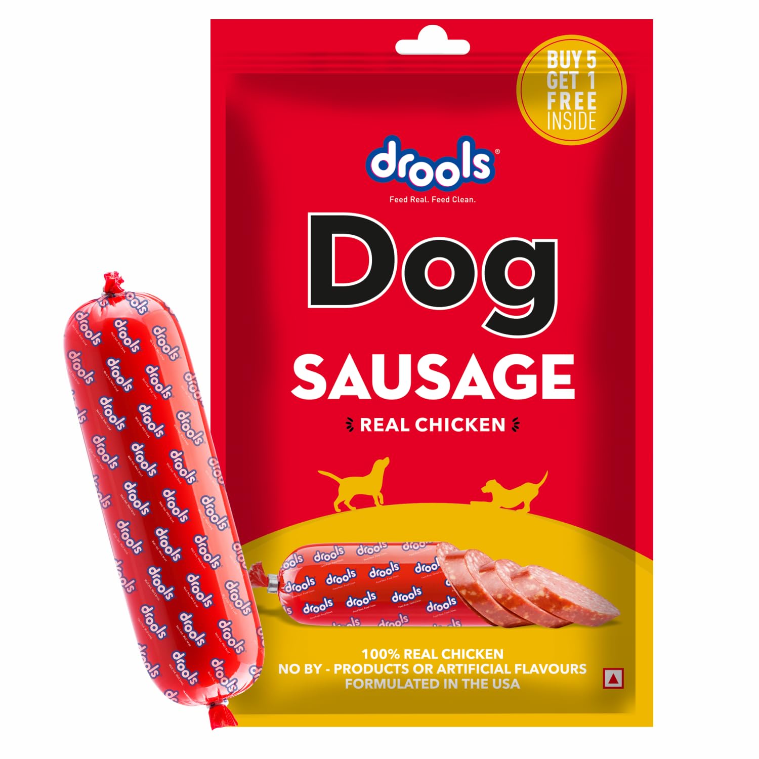 71wMG9j-kLL.716muWbBS5L.jpg.jpg Puppy & Adult Dog Sausage 360g (5+1 Free) | Chicken Flavour | Supports Brain & Vision Development | Promotes Muscle Growth | Aids Digestion & Overall Wellness - Image 1