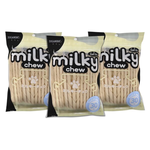 Dogaholic Milky Chew Dog Treats Real Chicken and Milk Protein Rich Dog Snacks Healthy Chewy Dog Treats for Puppies & Adult Dogs Calcium Rich Training Reward Treats (Pack of 3, Stick Style)