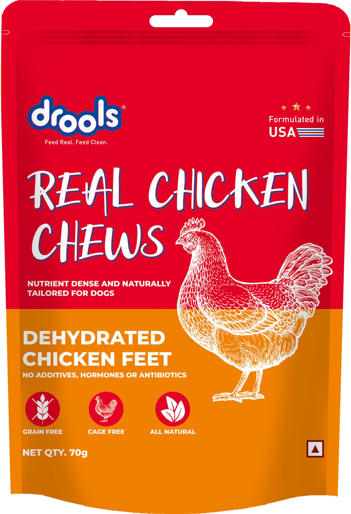 71x-lBusKL.716muWbBS5L.jpg.jpg Dog Treats, Dehydrated Real Chicken Chews Feet, 70g, All Life Stages, Bone - Image 1