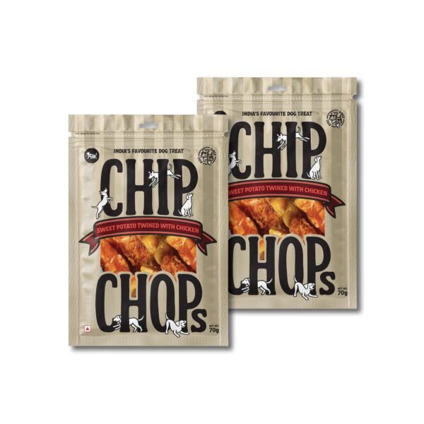 Chip Chops Sweet Potato Chicken Dog Treats – Healthy, Easily Digestible Protein-Rich Snacks for All Breeds – 2 X 70 g Packs for Training, Rewarding & Daily Snacking