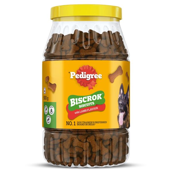 Pedigree Biscrok (Above 4 Months) Dog Biscuits, Lamb Flavour, 900 g, No. 1 Dog Trainer’s Preferred Brand in India