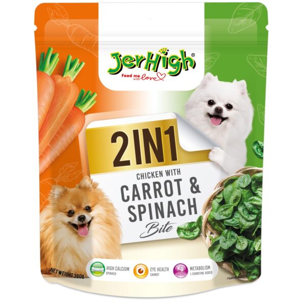 2 in 1 Chicken with Carrot & Spinach Stick Bite for All Life Stages Dog 380g - Pack of 1 - Sold by DogsNCats