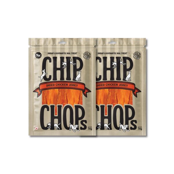Chip Chops Sun Dried Chicken Jerky Dog Treats, Highly Nutritional & Digestible, Suitable for All Dog Breeds, 70g Each (Pack of 2)