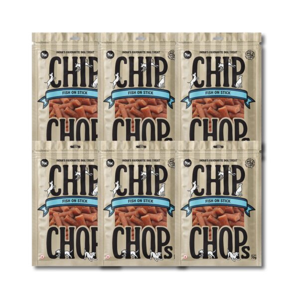 Chip Chops Fish on Stick Dog Treat, Optimum Health Formula, Highly Nutritional & Digestible, Suitable for All Dog Breeds, Easy to Digest, No Artificial Flavors Added, Multi-Pack (Pack of 6) - 420g