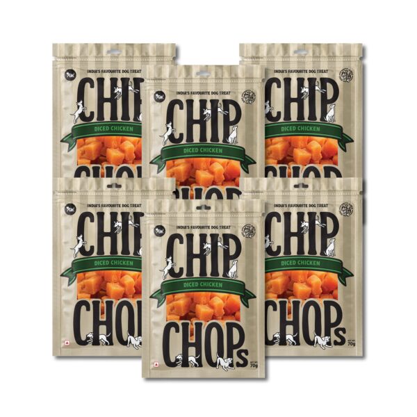 Chip Chops Diced Chicken Dog Snacks | High Protein, Easily Digestible & Healthy Treats for Dogs | Ideal for Training, Rewards & Everyday Nutrition, 70g (Pack of 6)