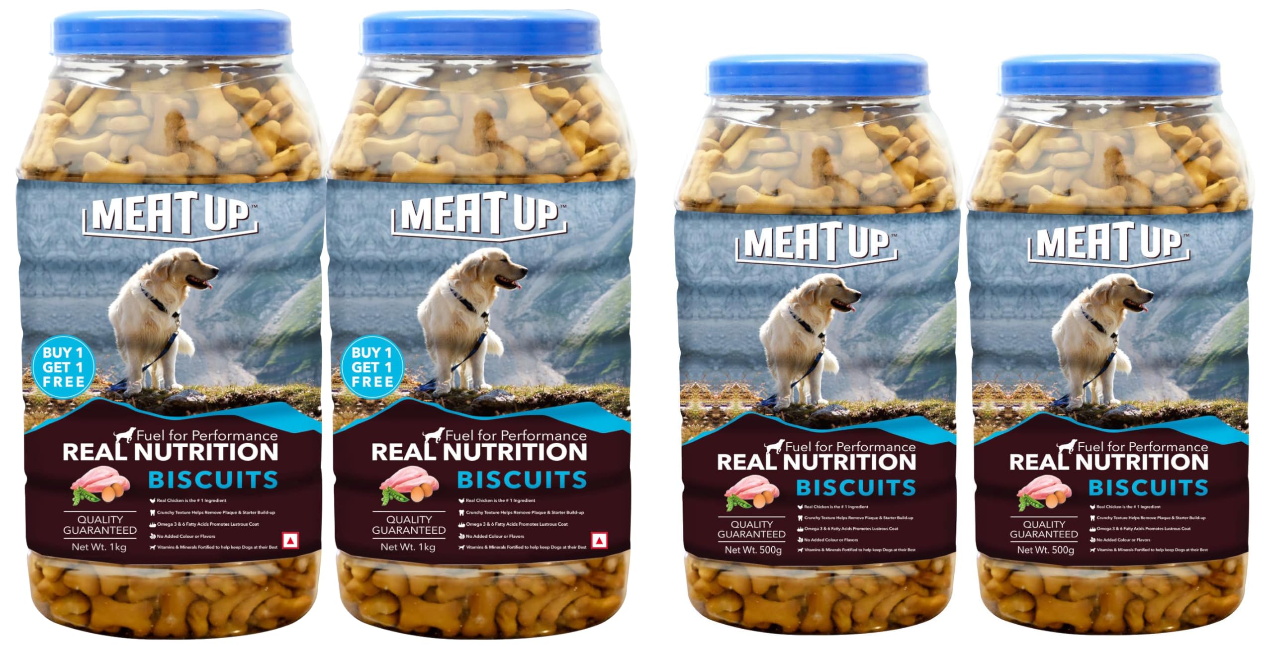 814A2E8iSdL.716muWbBS5L.jpg Meat Up Mutton & Chicken Flavour Real Chicken Dog Biscuit, 3kg (Buy 1 Get 1 Free), All Life Stages - Image 1