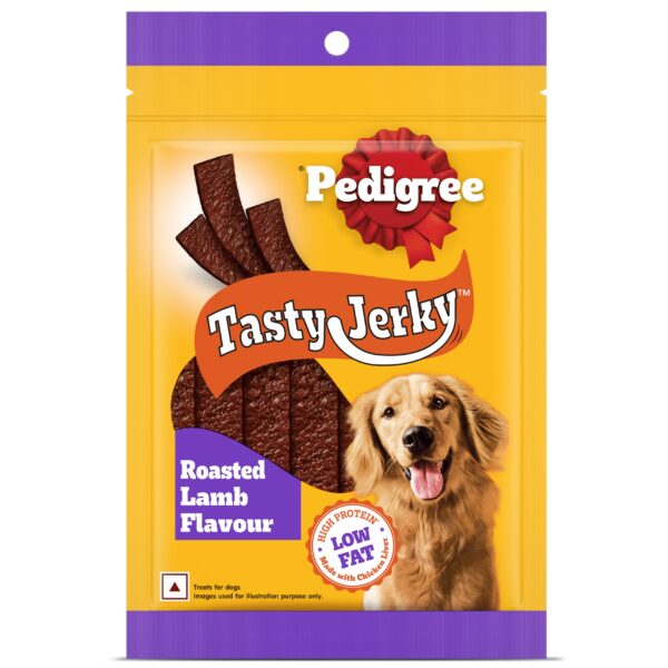 Pedigree Tasty Jerky Dog Treat, Roasted Lamb Flavour, 70 g, Jerky-Style Treats for Bonding, Low-Fat and Rich-Protein* Dog Treats