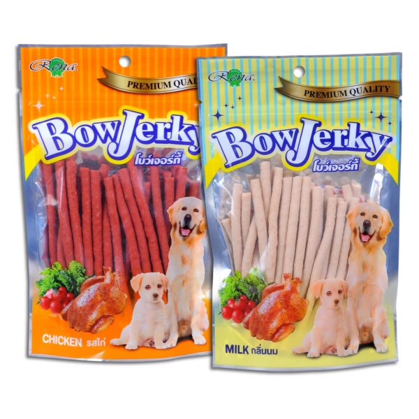Bow Jerky Dog Treat Combo Pack – Milky Sticks 200g & Chicken Sticks 200g | High-Protein Healthy Dog Treats | Training & Reward Snacks for All Breeds | 400g Total Variety Pack