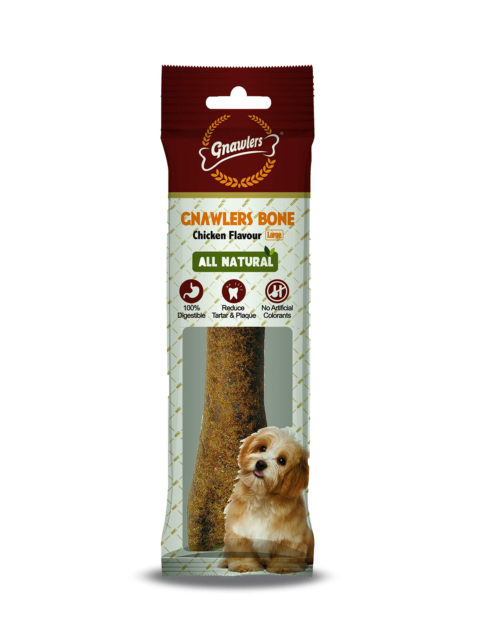 81EQ5ernk1L.716muWbBS5L.jpg Dog Chicken Chew Bone, 100% Rawhide Free, Made up of Vegetable Protein, Natural Collagen, Healthy Dog Chew Bone to Enagage Your Dog, 9` inch, One Piece, 220gm, Pack of 2 - Image 1