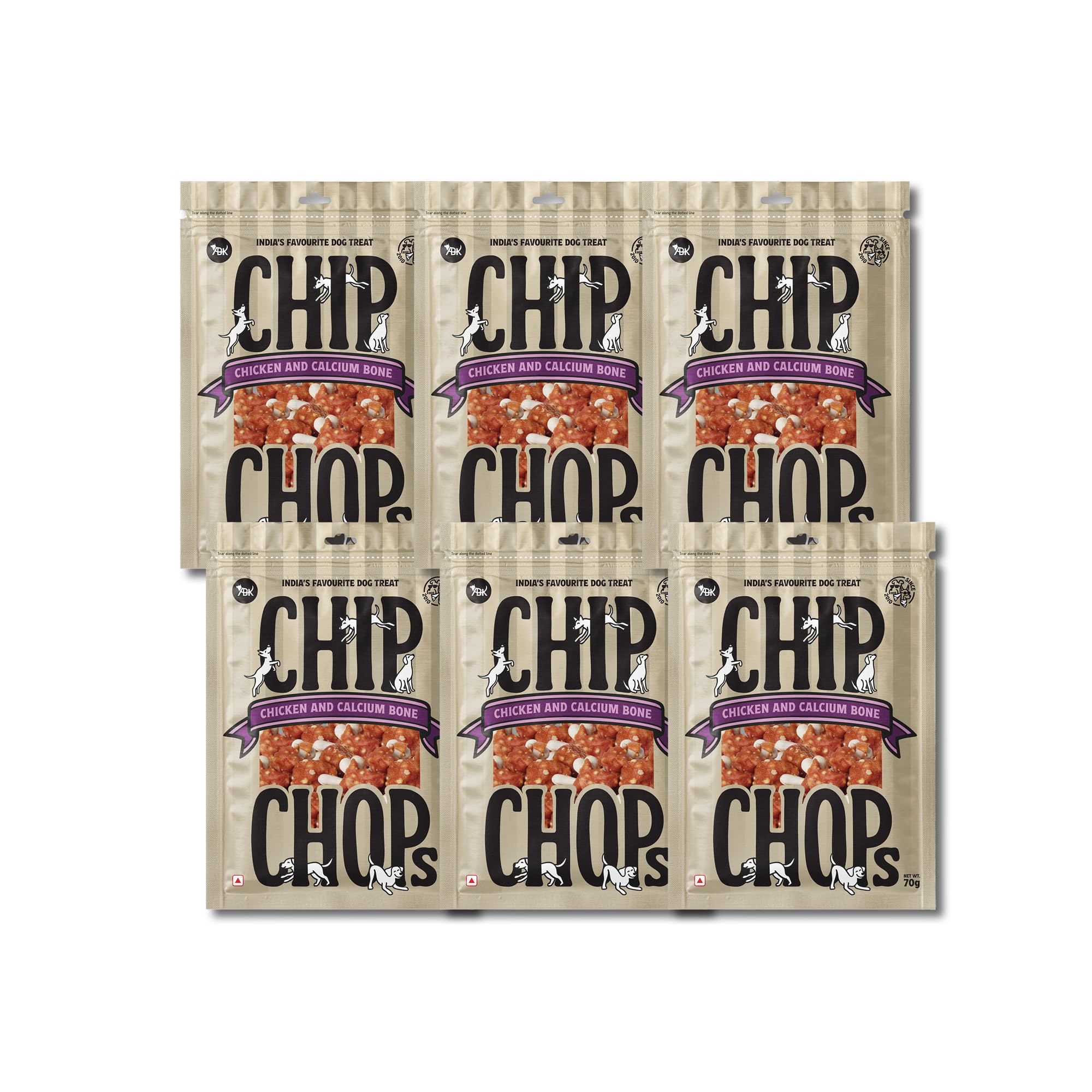 81KcHmj3E2L.716muWbBS5L.jpg Chip Chops Chicken & Calcium Bone Dog Treats, Multi-Pack, Protein-Rich Chew Snacks for All Life Stages,70g (6 Packs) - Image 1
