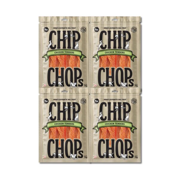 Chip Chops Chicken Tenders Dog Treats | Dog Snacks & Training Treats | Soft Chicken Strips for Dogs, All Life Stages – Each 70g (Pack of 4)