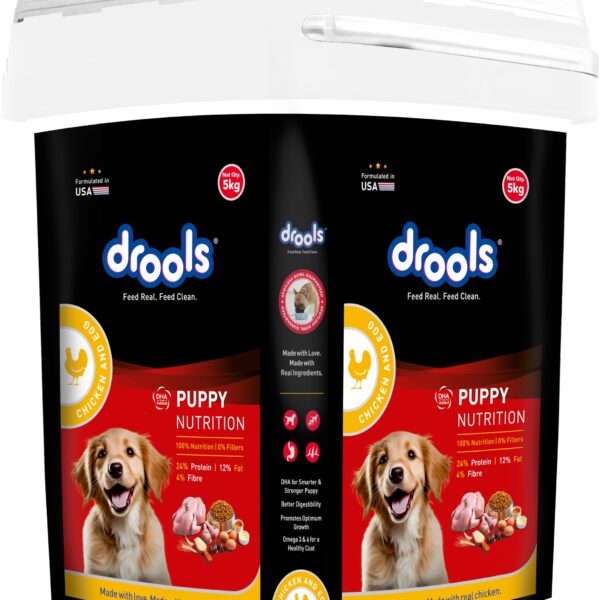 Puppy Dry Dog Food Inside Container 5kg | Chicken and Egg Flavour | Digestive Support | Immune Boosting | DHA Helps in Brain Development | Highly Palatable